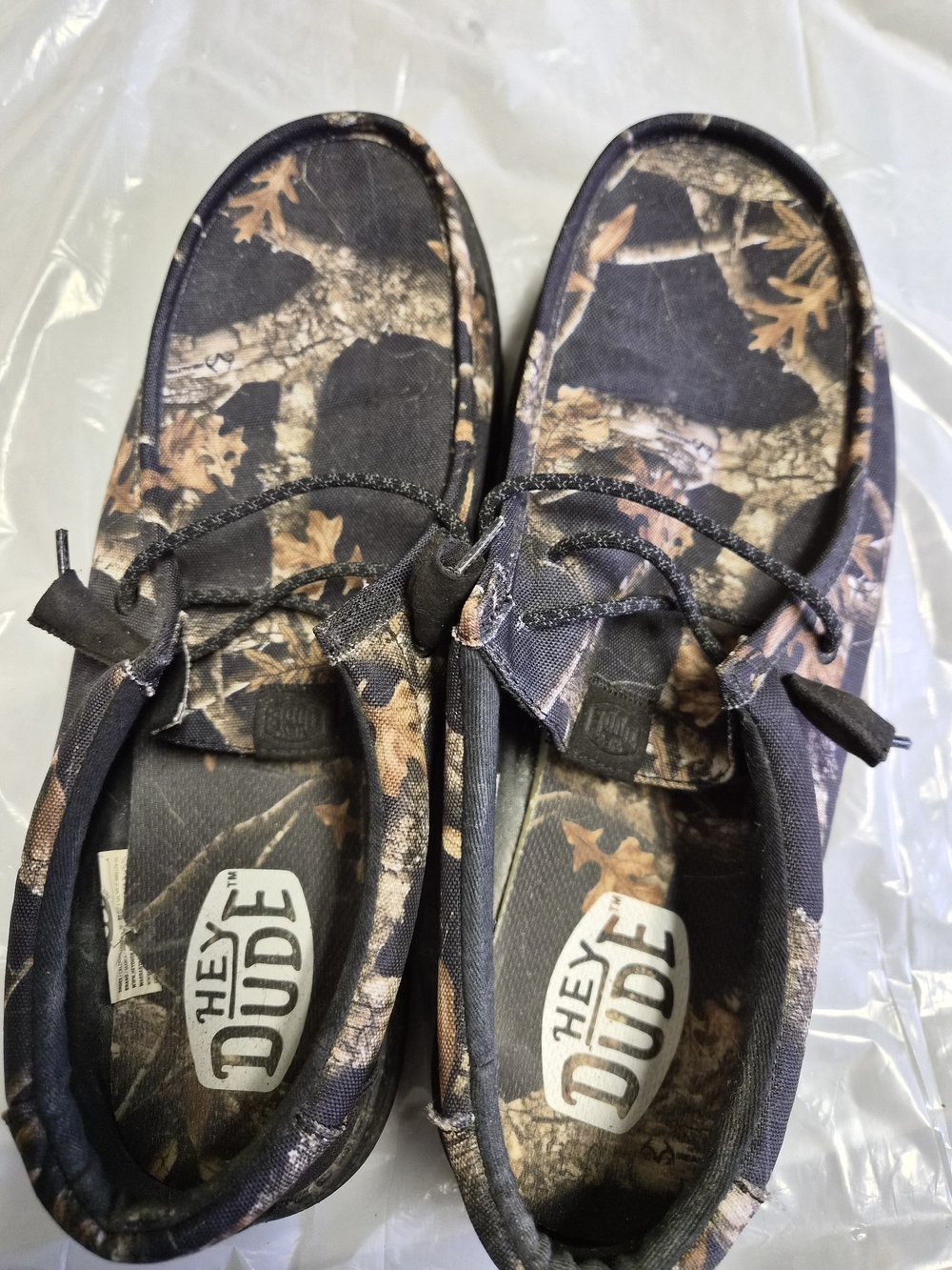 Hey Dude Men’s Camouflage Slip-On Loafers in Black and Brown